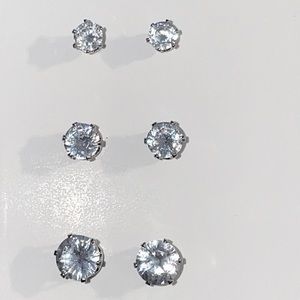 Rhinestone Stud Earrings SET OF 3